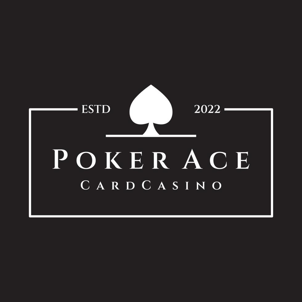 logotipo de diseño de ace de póquer de casino vintage, diamantes, corazones y espadas. logotipo del club de póquer, torneo, juego de apuestas, símbolo 777. vector