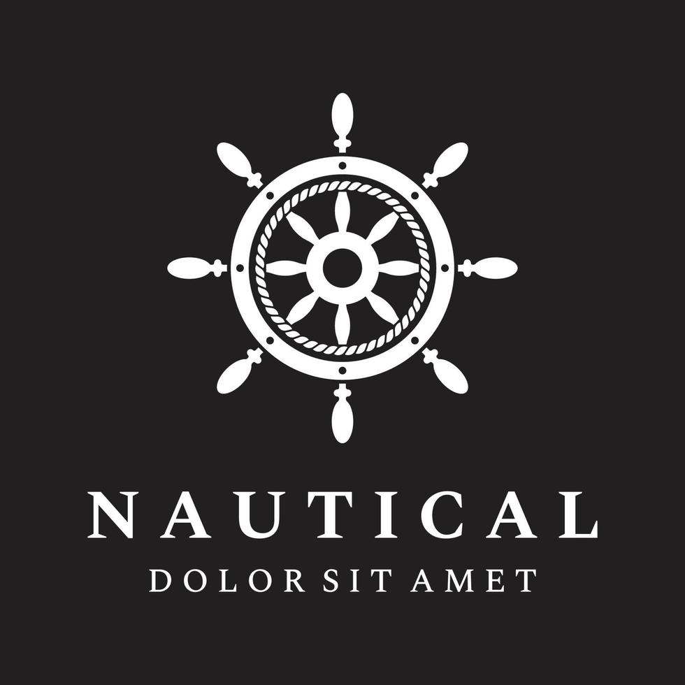 diseño de plantilla de logotipo de timón de crucero con ondas retro, cuerdas y anclas. logo para negocios, marineros, vela. vector