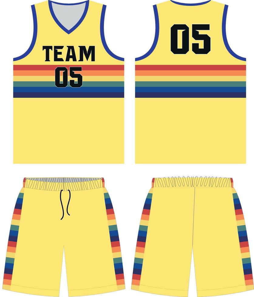 Basketball Uniform design. Basketball complete uniform front and back view, basketball uniform vector