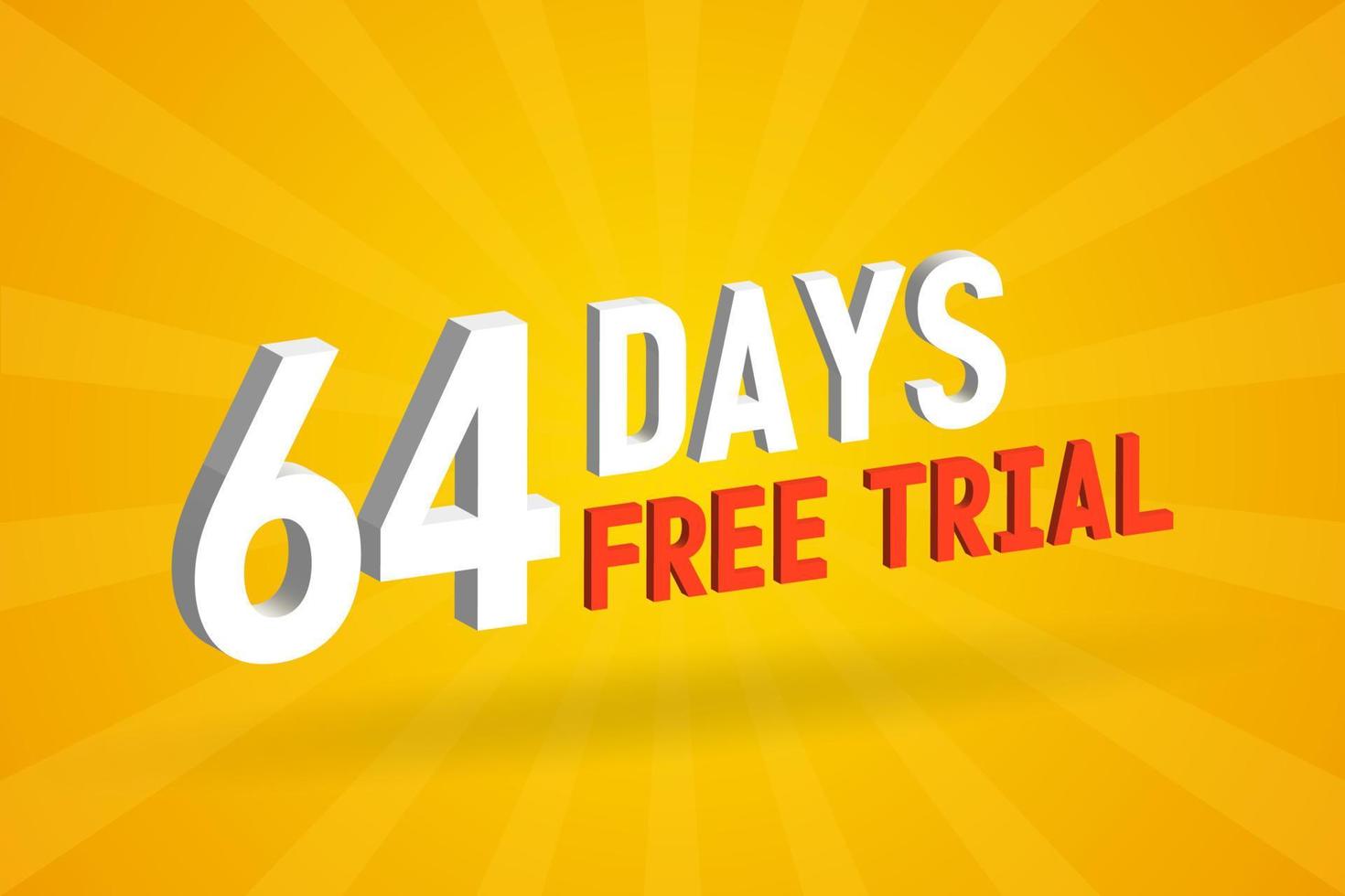oferta gratuita 64 días de prueba gratuita texto 3d stock vector