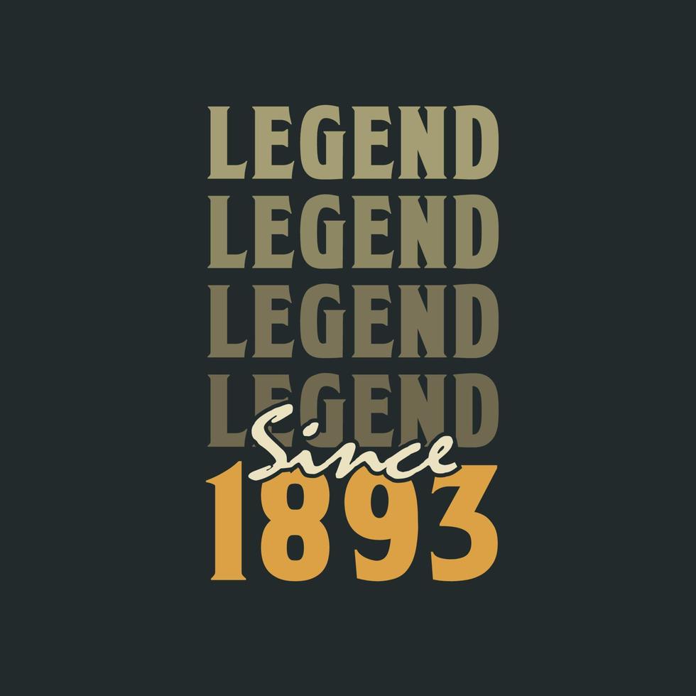 Legend Since 1893,  Vintage 1893 birthday celebration design vector