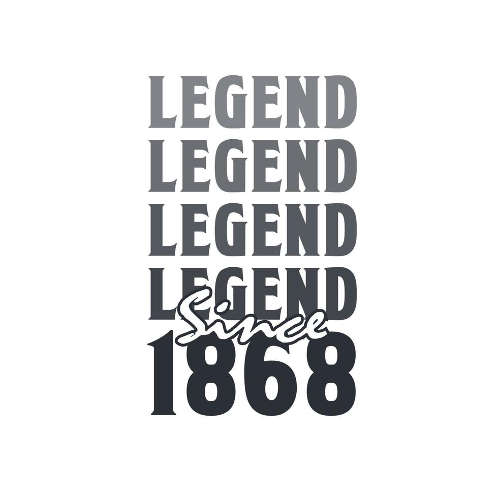 Legend Since 1868,  Born in 1868 birthday design vector