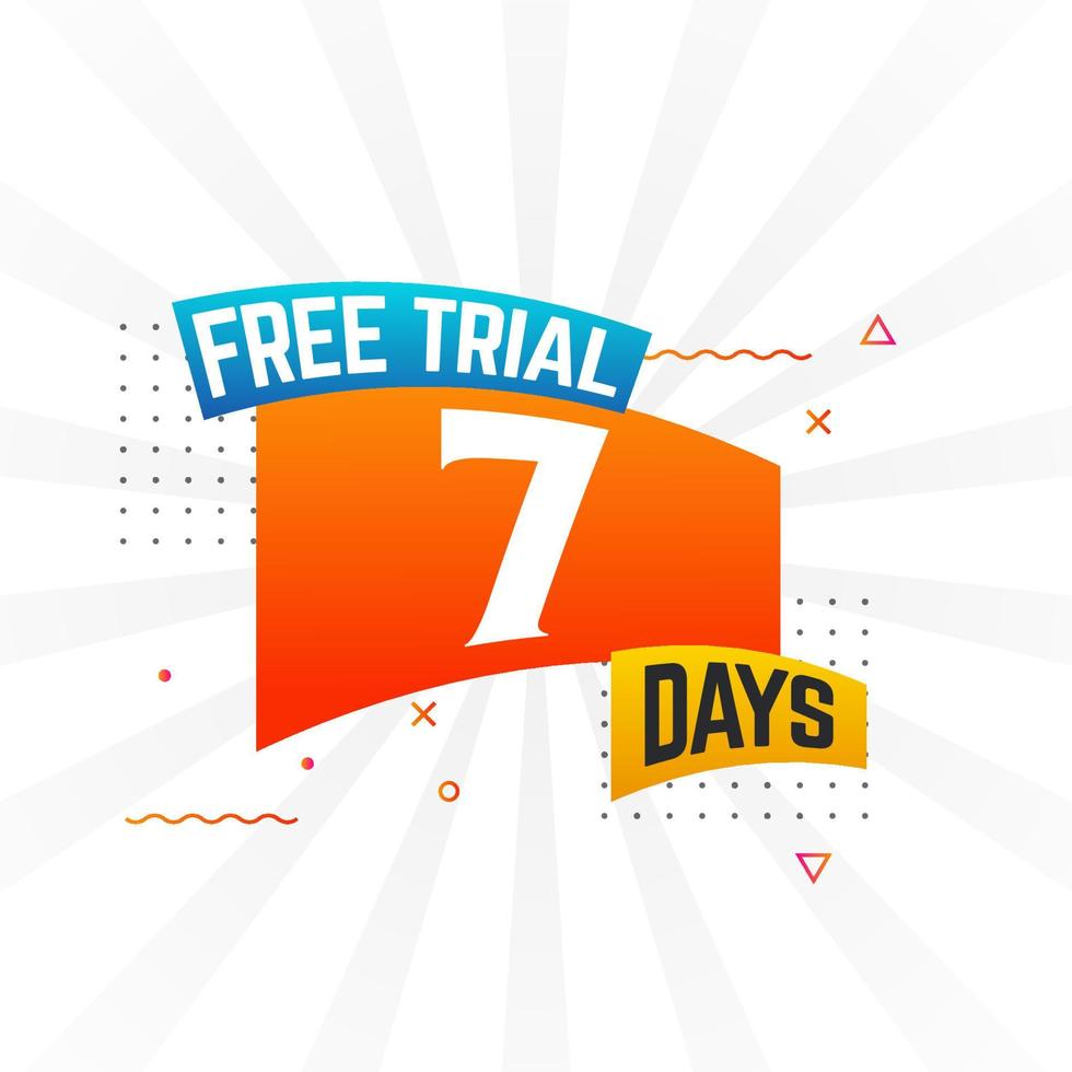 7 Days free Trial promotional bold text stock vector