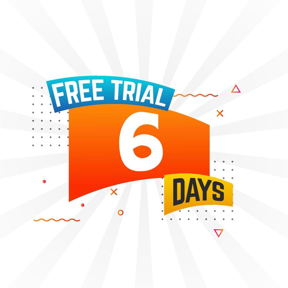 6 días de prueba gratis vector de stock de texto en negrita promocional