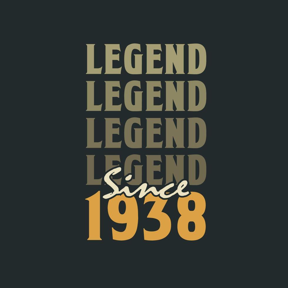 Legend Since 1938,  Vintage 1938 birthday celebration design vector