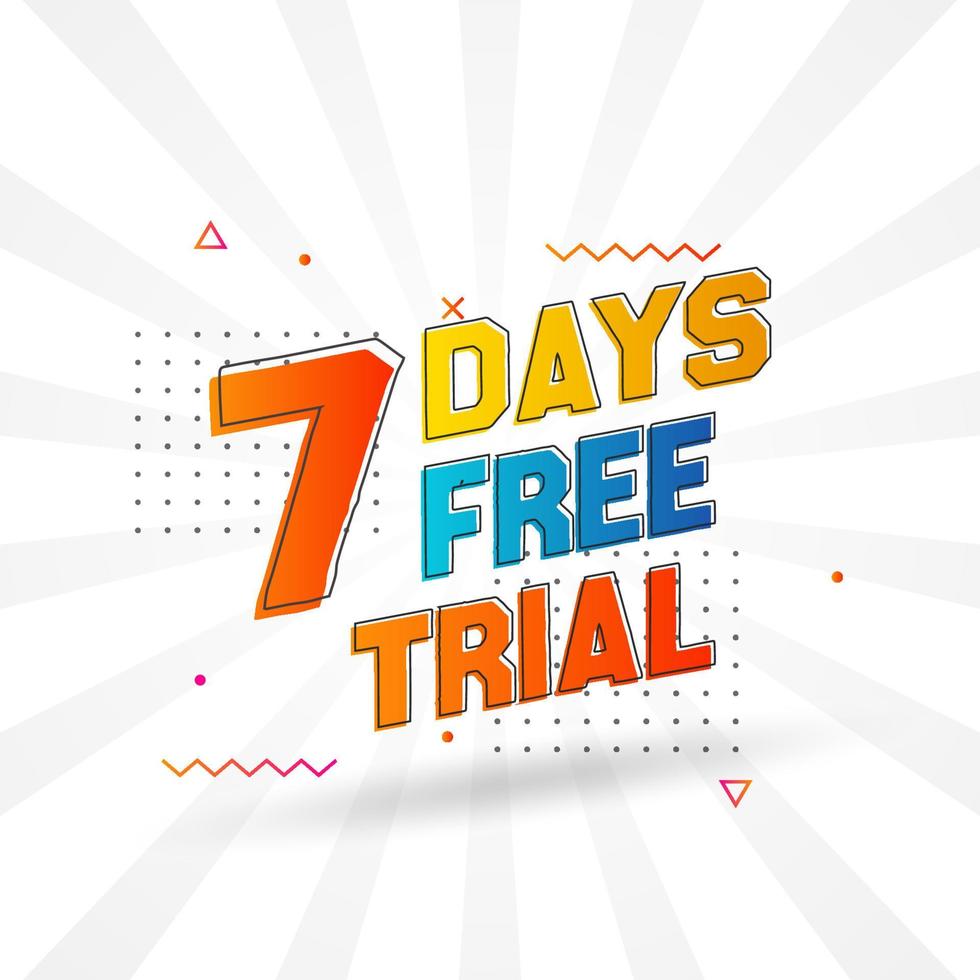 7 Days free Trial promotional bold text stock vector