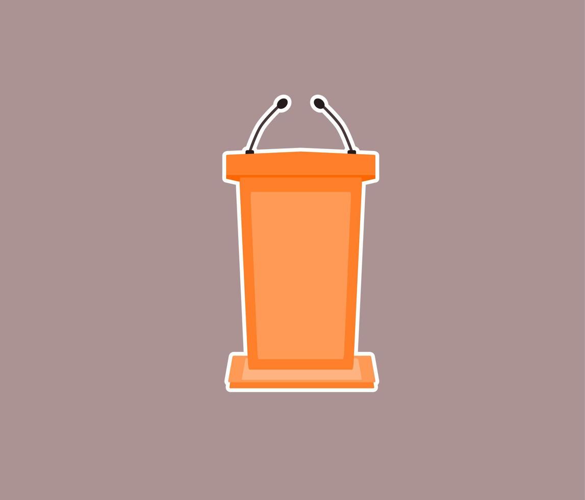 Podium Tribune Rostrum Stand with Microphones icon vector