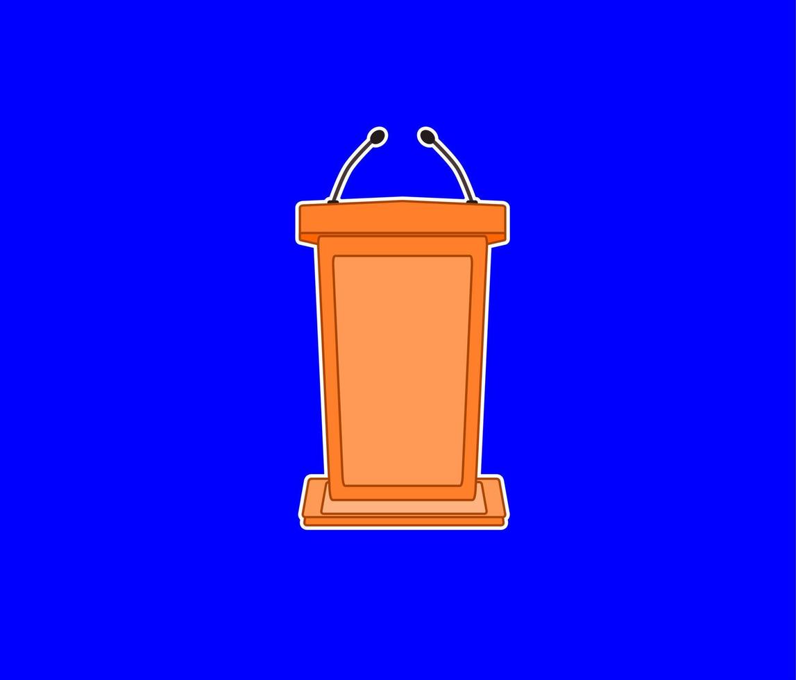 Podium tribune rostrum stand con icono de micrófonos vector