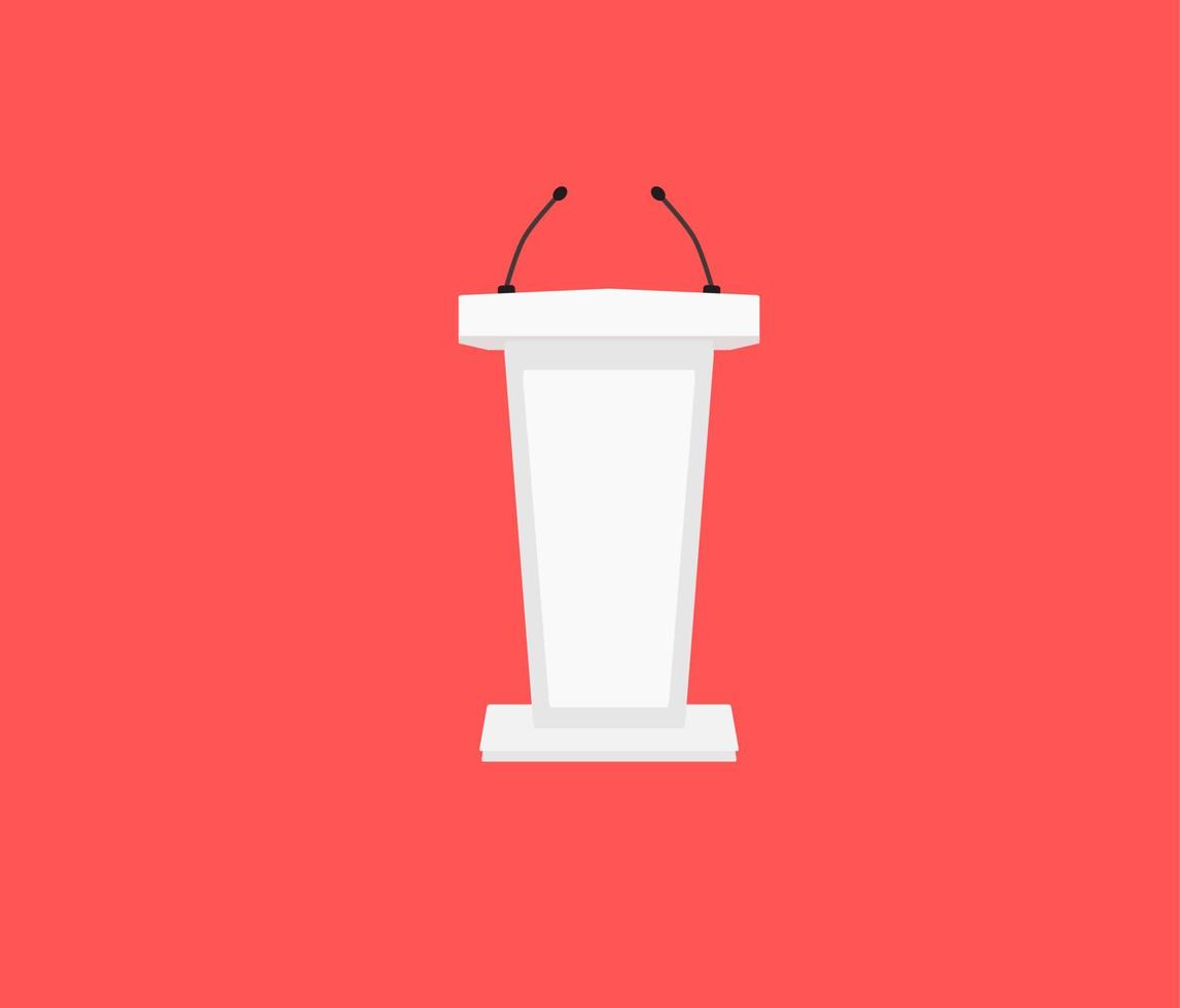 Podium Tribune Rostrum Stand with Microphones icon vector