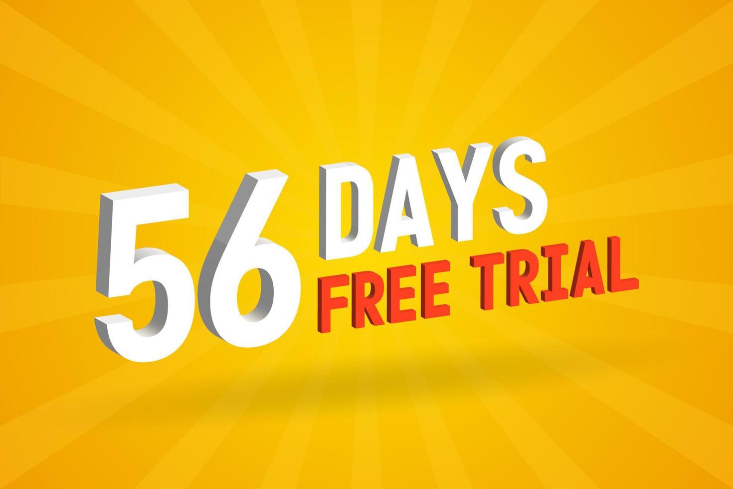 oferta gratuita 56 días de prueba gratuita texto 3d stock vector