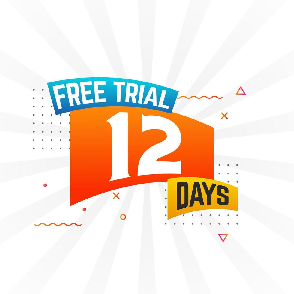 12 Days free Trial promotional bold text stock vector