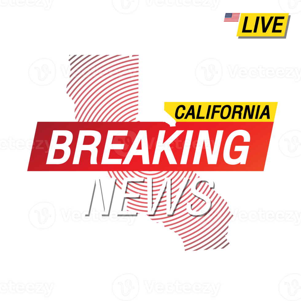 Breaking news. United states of America California and map on  image illustration. png