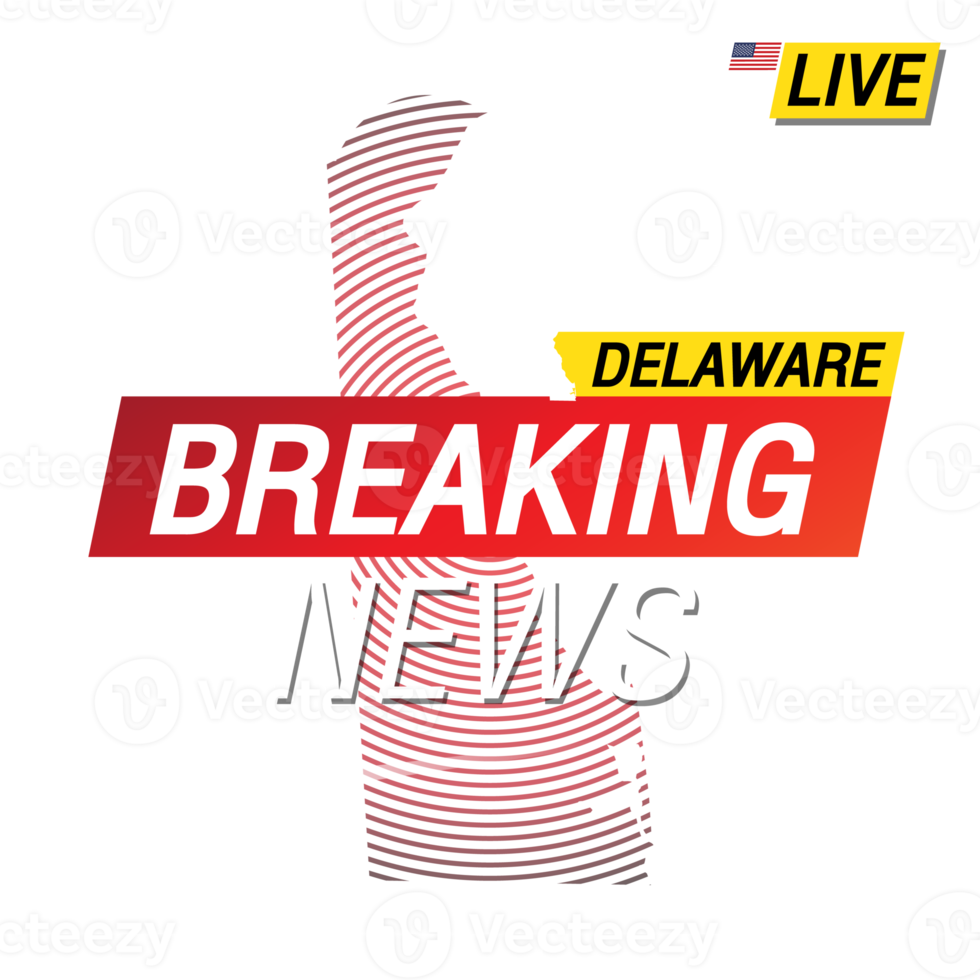 Breaking news. United states of America Delaware and map on image illustration. png