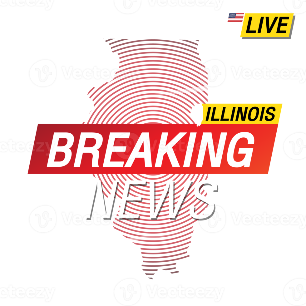 Breaking news. United states of America  Illinois and map on image illustration. png