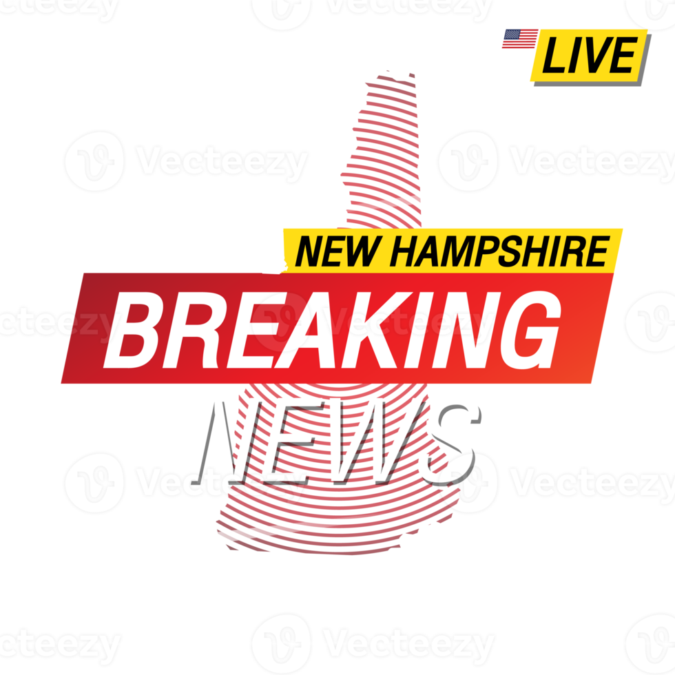 Breaking news. United states of America  New Hampshire and map on image illustration. png