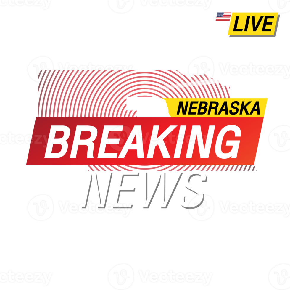 Breaking news. United states of America Nebraska and map on image illustration. png