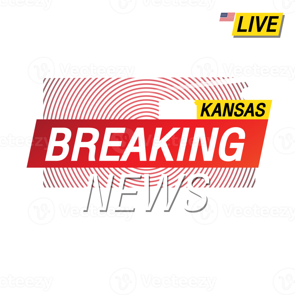 Breaking news. United states of America Kansas and map on  image illustration. png