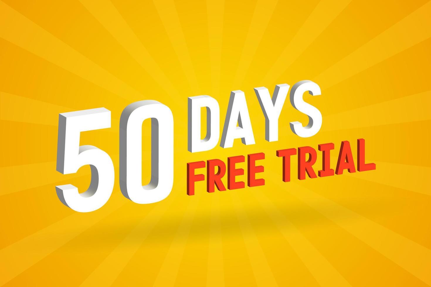 oferta gratuita 50 días de prueba gratuita texto 3d stock vector