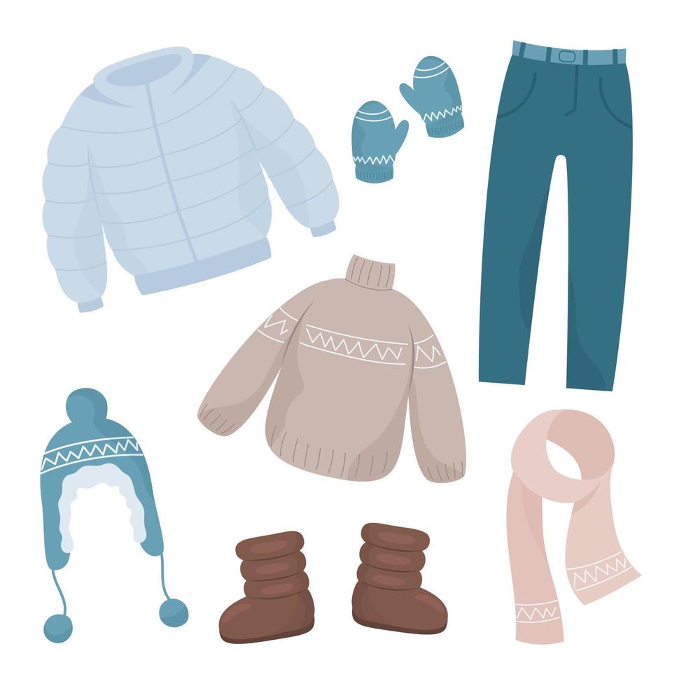 warm clothes set vector