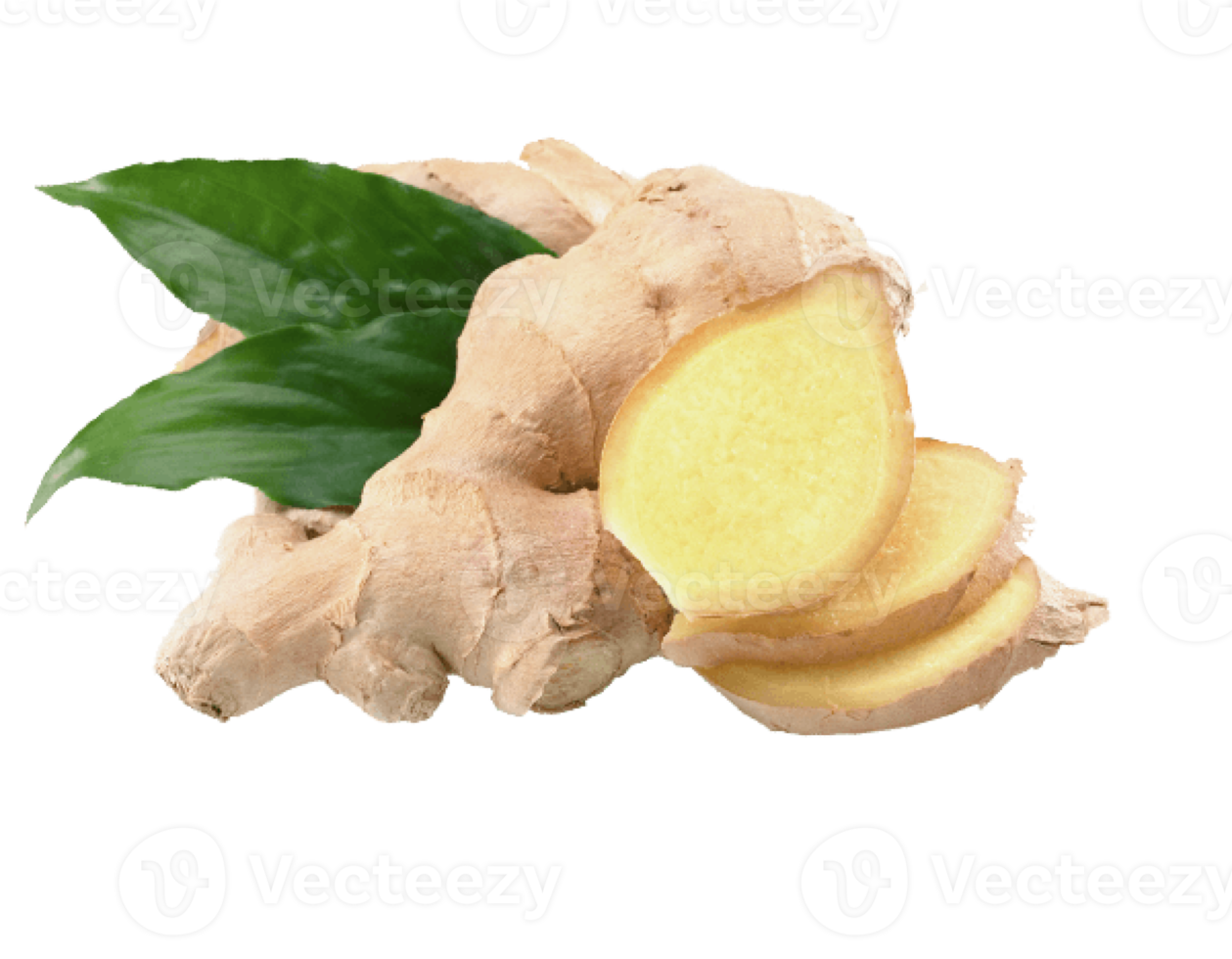 ginger sliced with leaf png