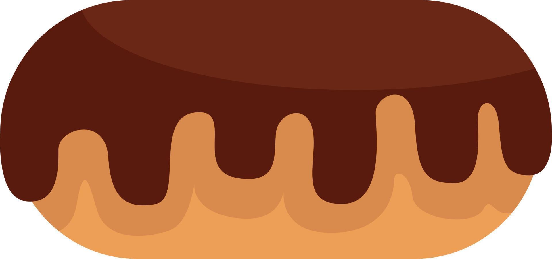 eclair cubierto de chocolate, icono de ilustración, vector sobre fondo blanco