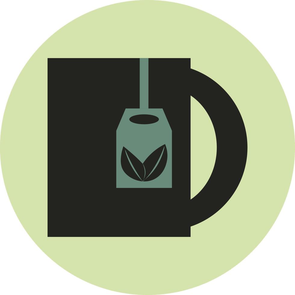 bolsita de té en la taza, ilustración, sobre un fondo blanco. vector