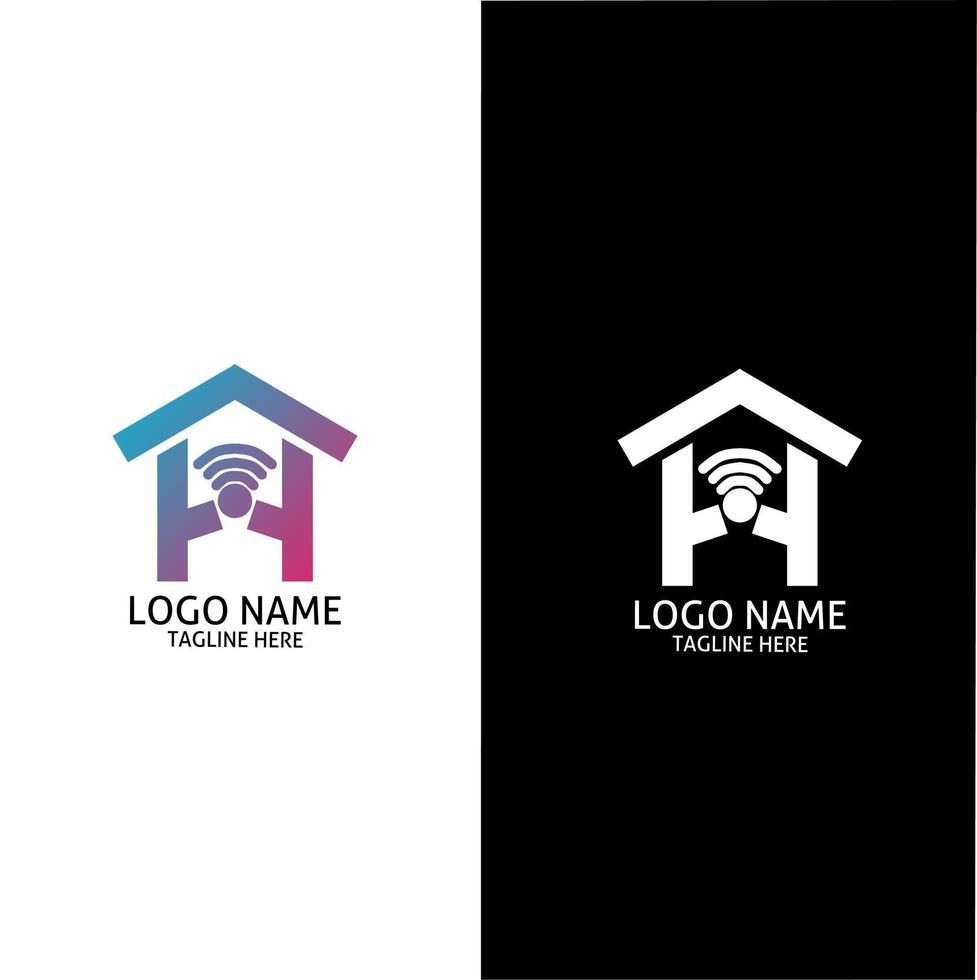 The logo is a combination of the initials letter h, house and network vector