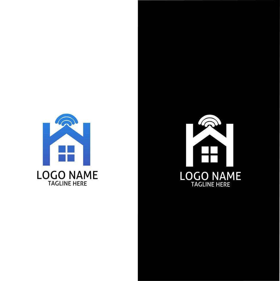 The logo is a combination of the initials letter h, house and network vector