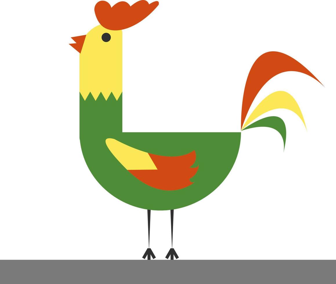 gallo, ilustración, vector sobre fondo blanco.