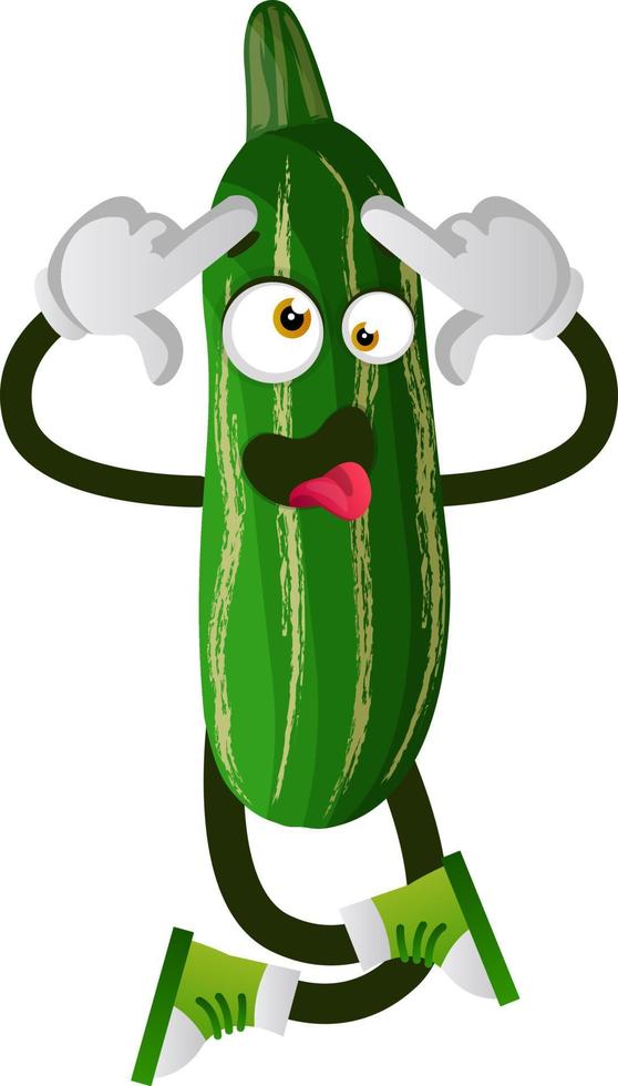 Crazy cucumber, illustration, vector on white background.