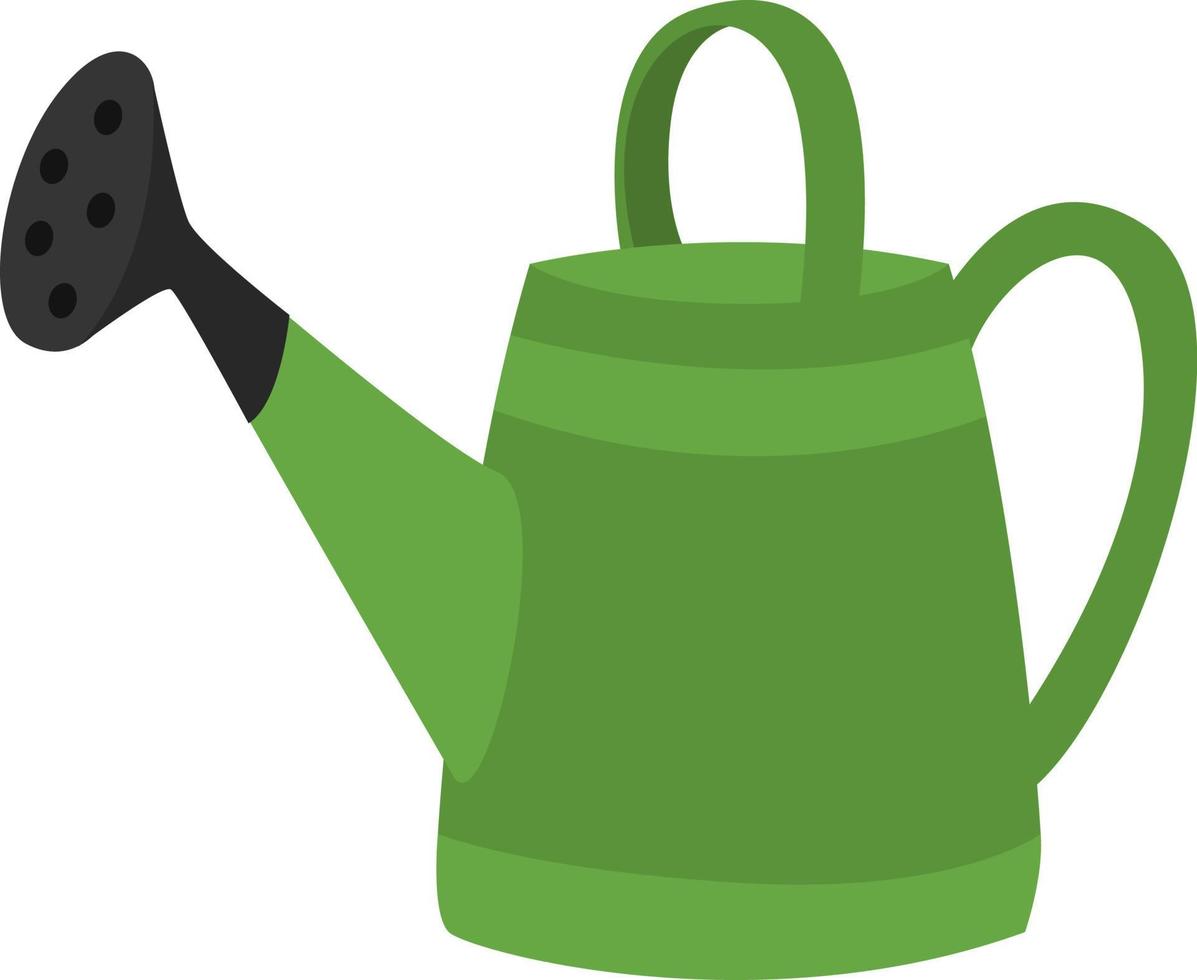 Green watering can, illustration, vector on a white background.