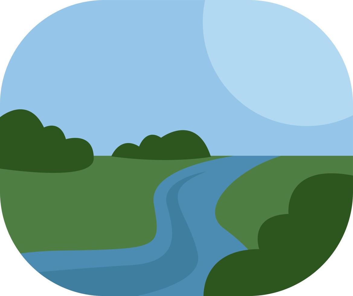 River landscape, illustration, vector on a white background.
