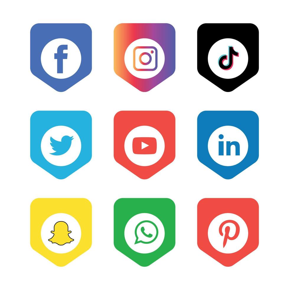 Social media icons set Logo Vector Illustrator