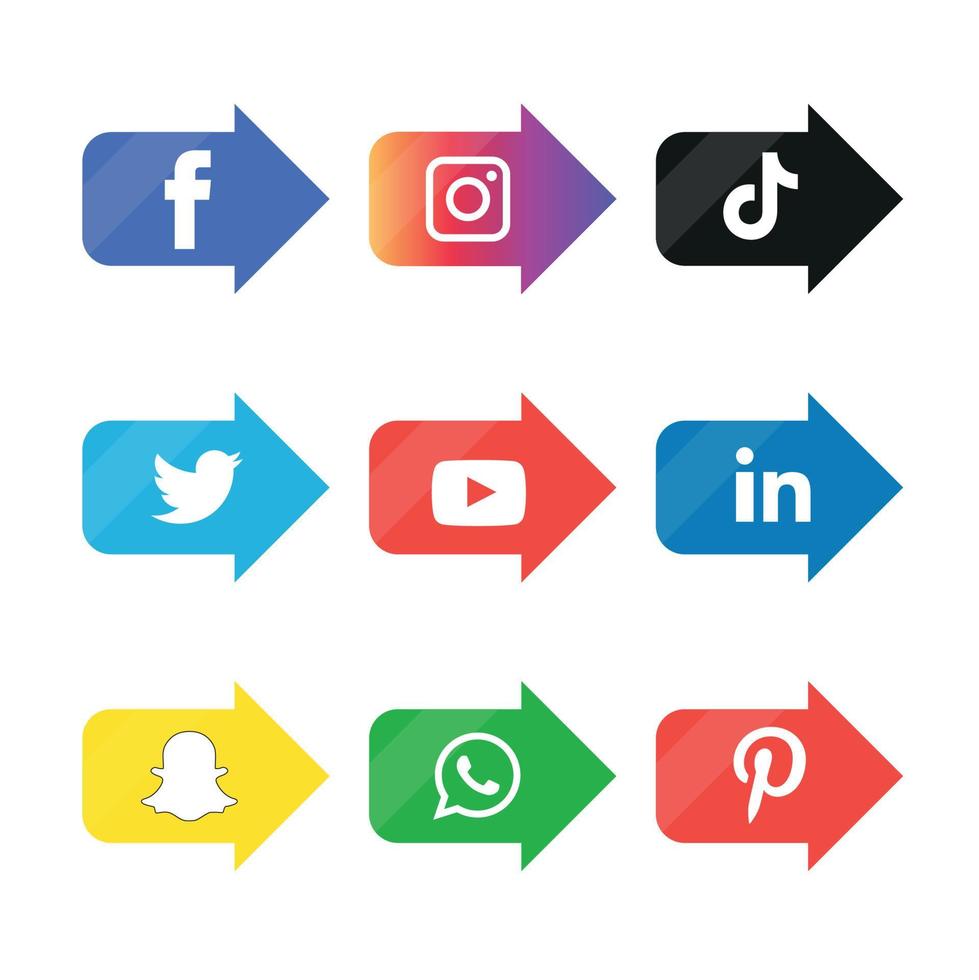 Social media icons set Logo Vector Illustrator