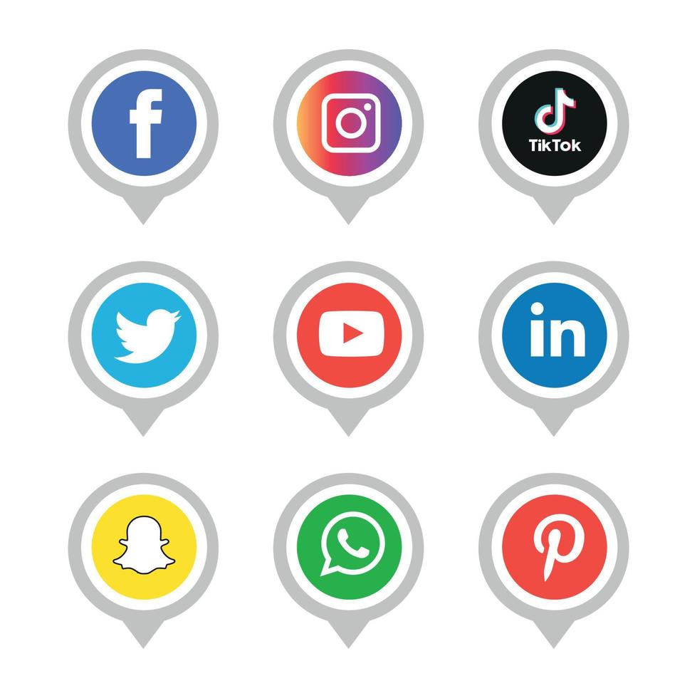 Social media icons set Logo Vector Illustrator