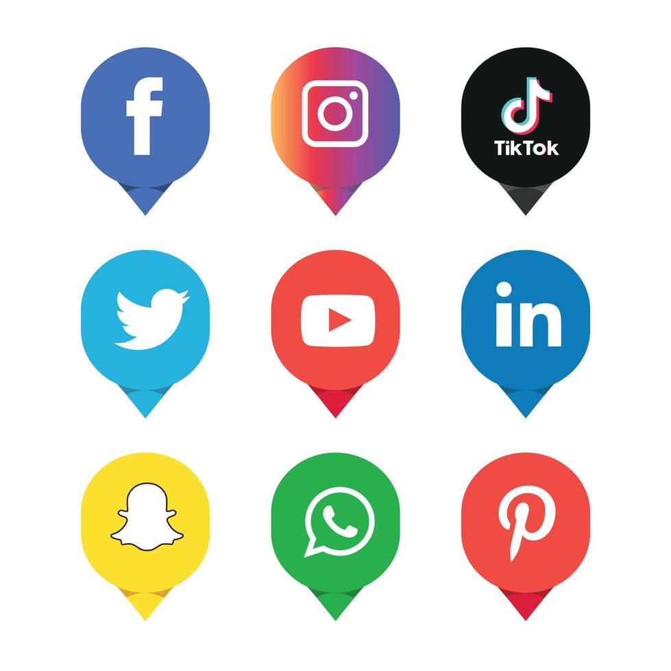 Social media icons set Logo Vector Illustrator