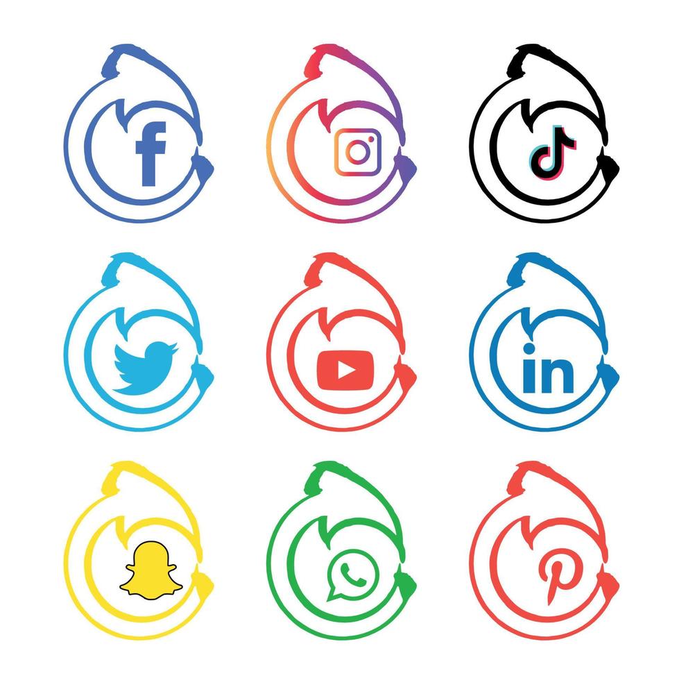 Social media icons set Logo Vector Illustrator