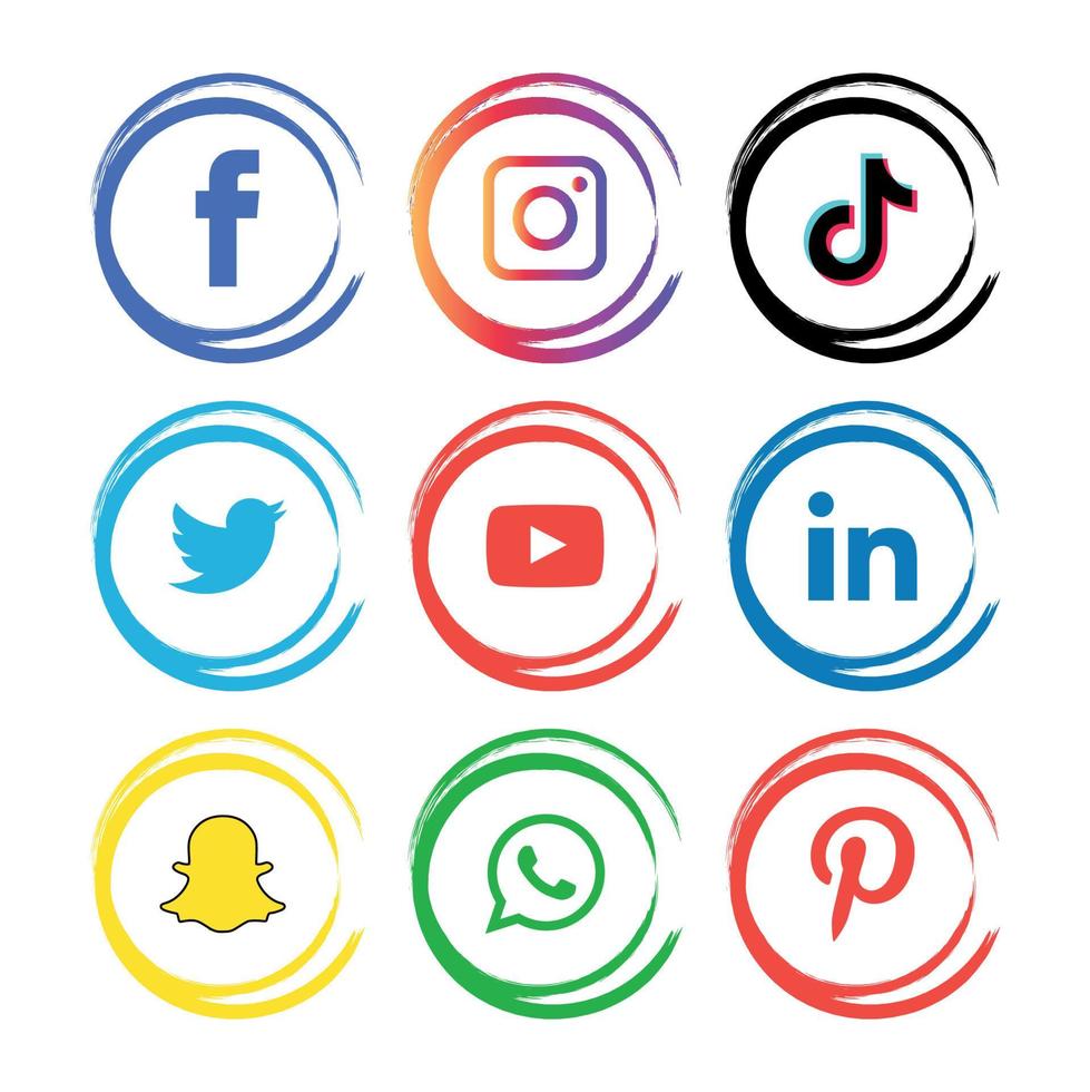 Social media icons set Logo Vector Illustrator