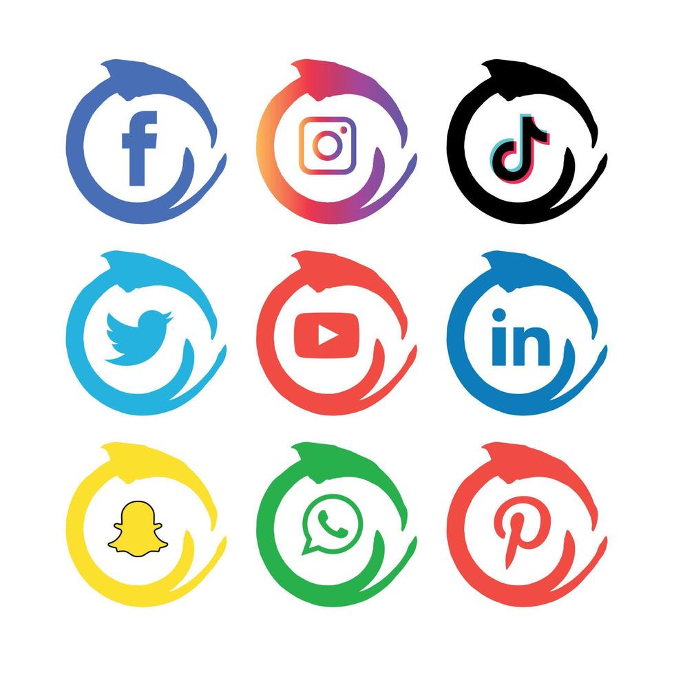 Social media icons set Logo Vector Illustrator