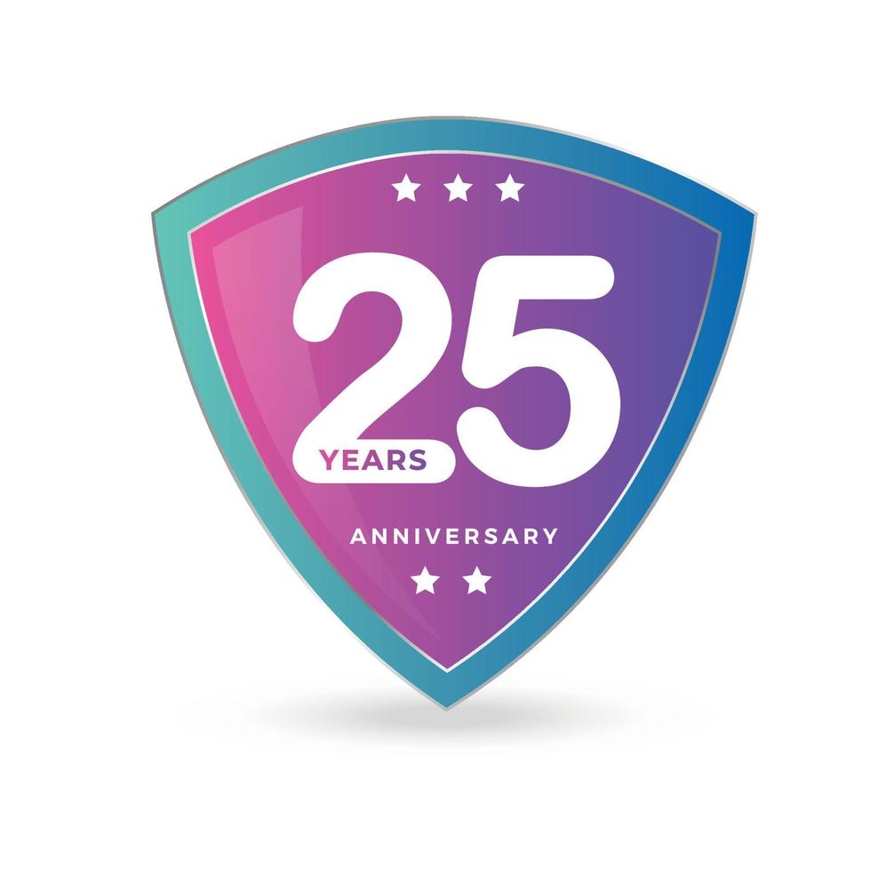 25th twenty five anniversary Celebrating icon logo label Vector event gold color shield