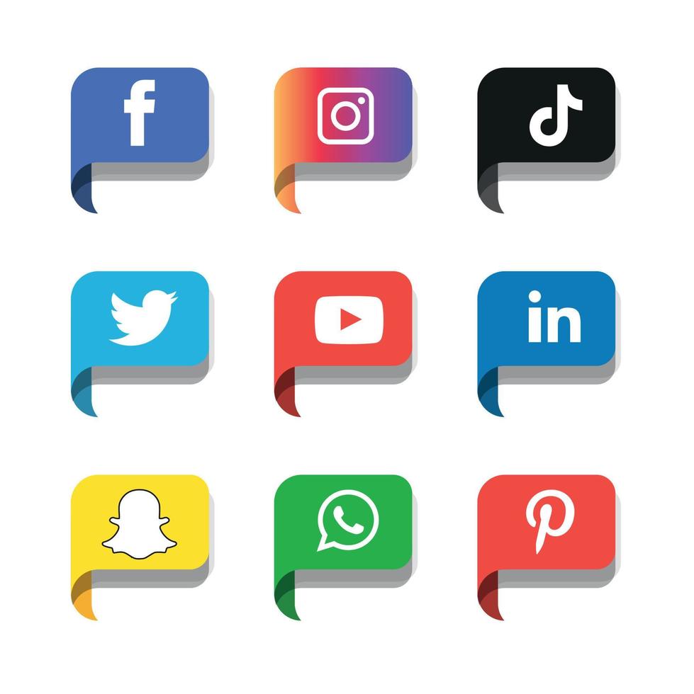 Social media icons set Logo Vector Illustrator