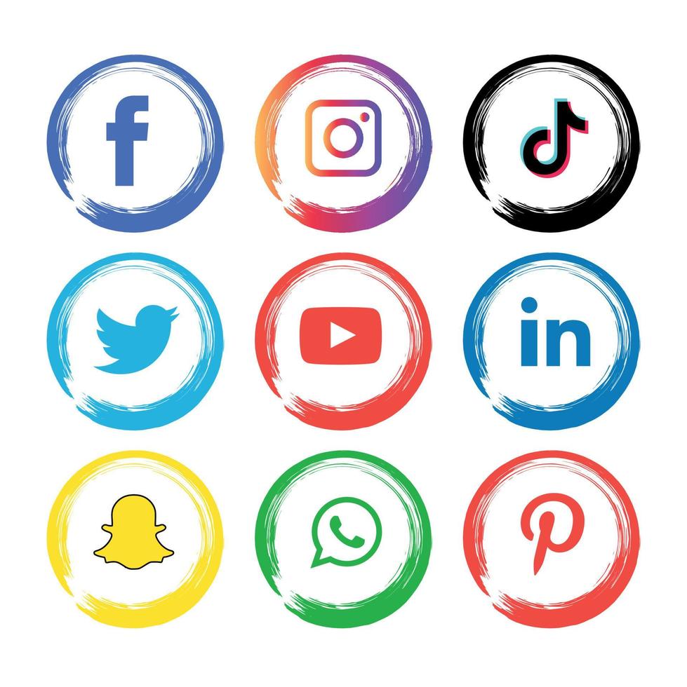 Social media icons set Logo Vector Illustrator