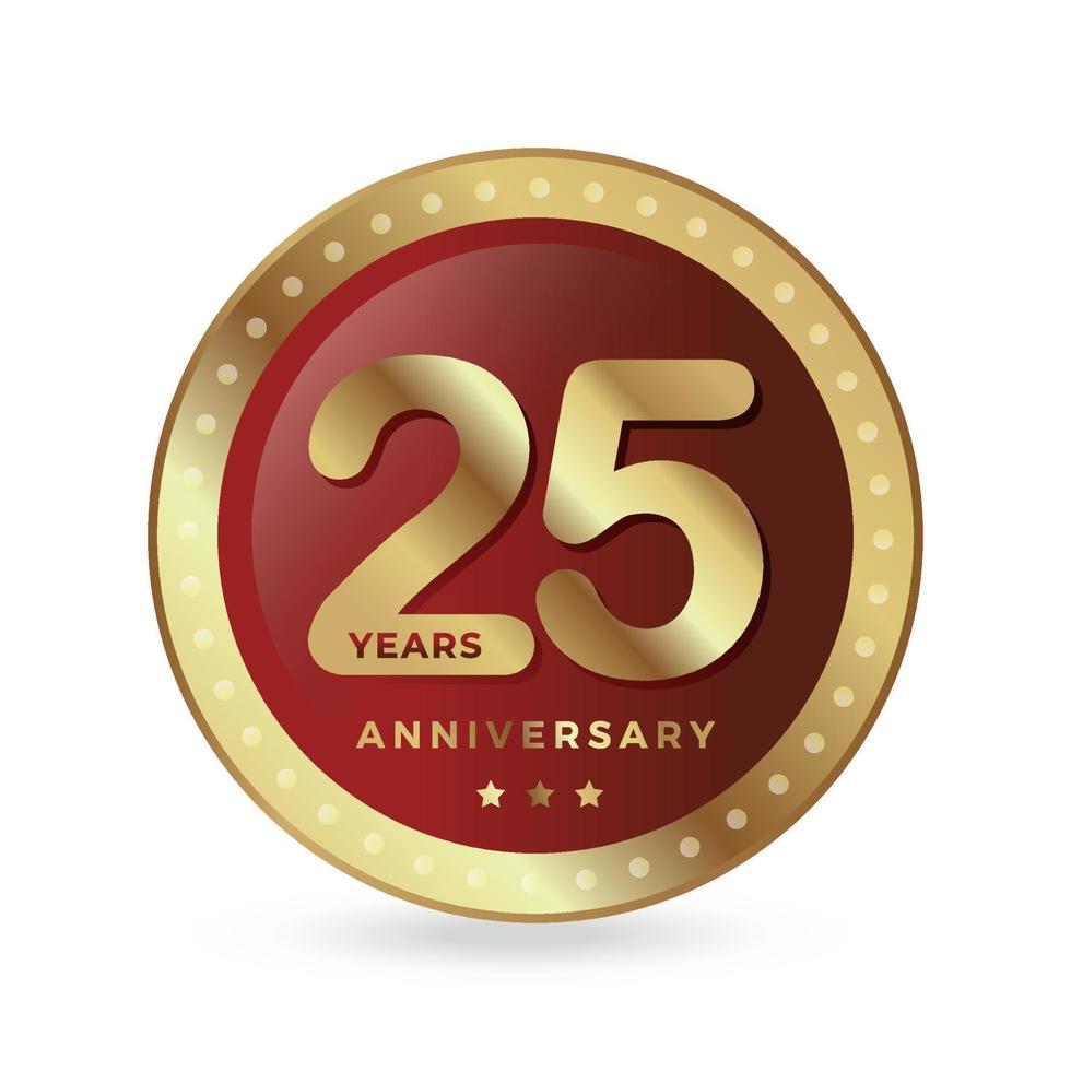 25th twenty five anniversary Celebrating icon logo label Vector event gold color shield