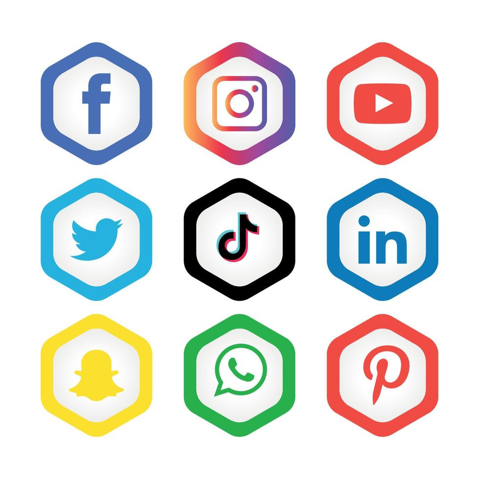 iconos de redes sociales establecer logo vector ilustrador