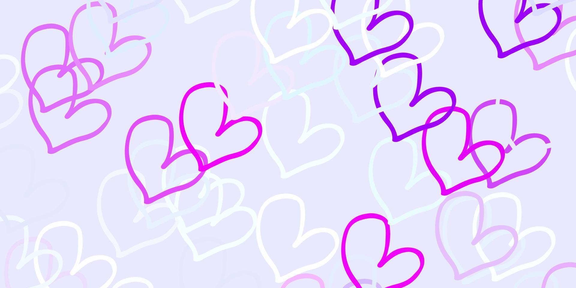 Light Purple vector background with hearts.