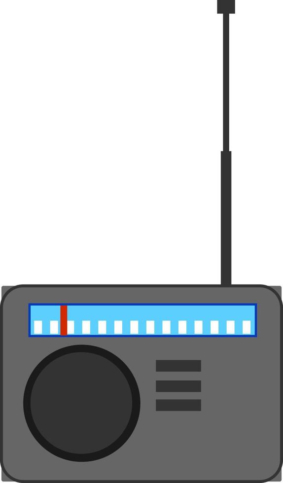 Radio antigua con antena, ilustración, vector sobre fondo blanco.