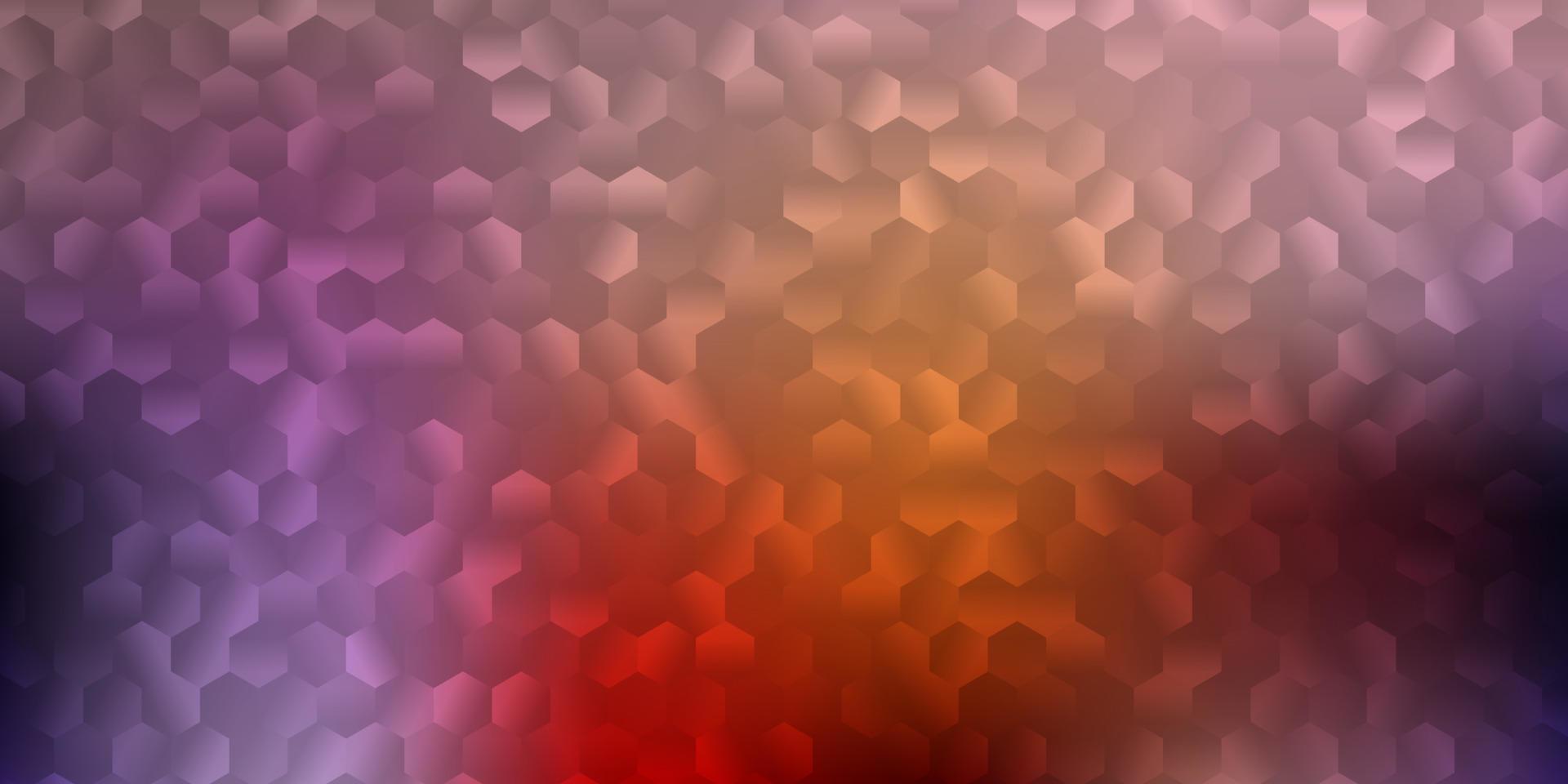 textura de vector violeta, rosa claro con hexágonos de colores.