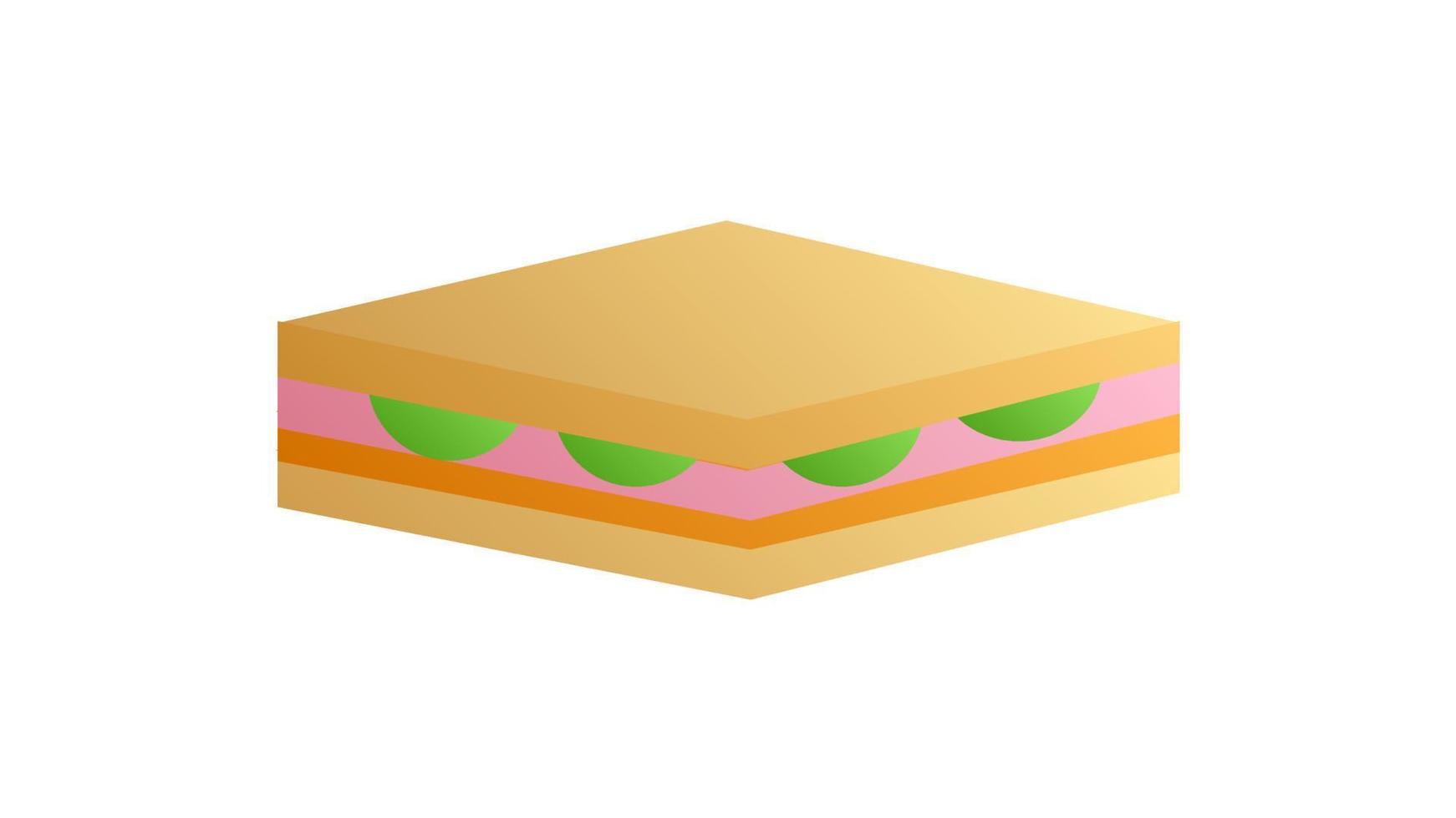 sandwich with filling on a white background, vector illustration. appetizing sandwich with meat, sausage, cheese and herbs. quick lunch. fast food snack. sandwich at the gas station