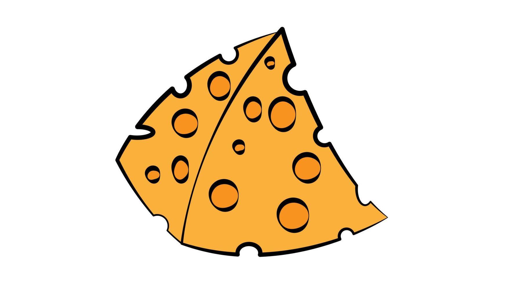 queso sobre un fondo blanco, ilustración vectorial. una apetitosa loncha triangular de queso con agujeros. delicioso aperitivo. plato de queso. quesos saludables para la figura vector