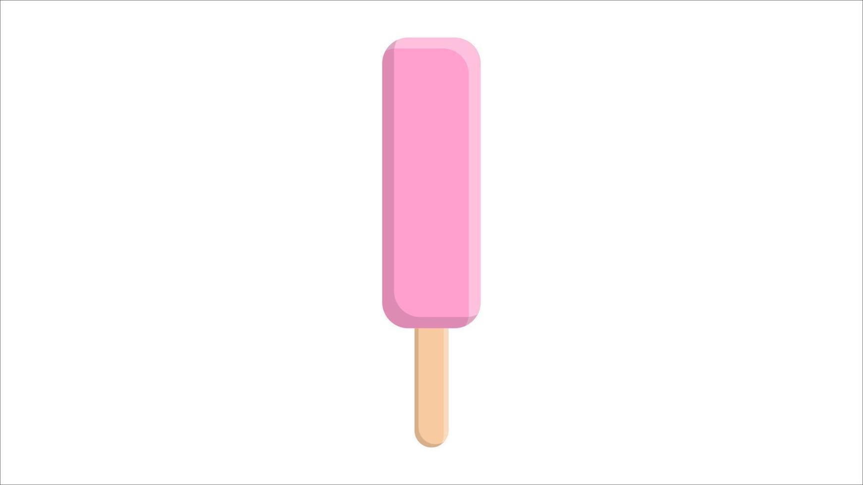Ice cream in pink glaze on a wooden stick flat isolated vector